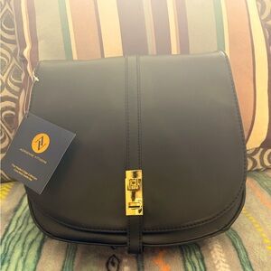 Adrienne Vittadini Vintage Black Leather Crossbody Bag